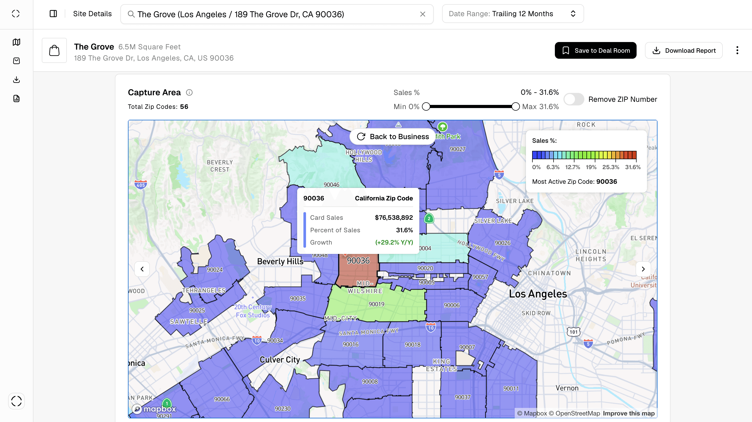 Card spend by zip code